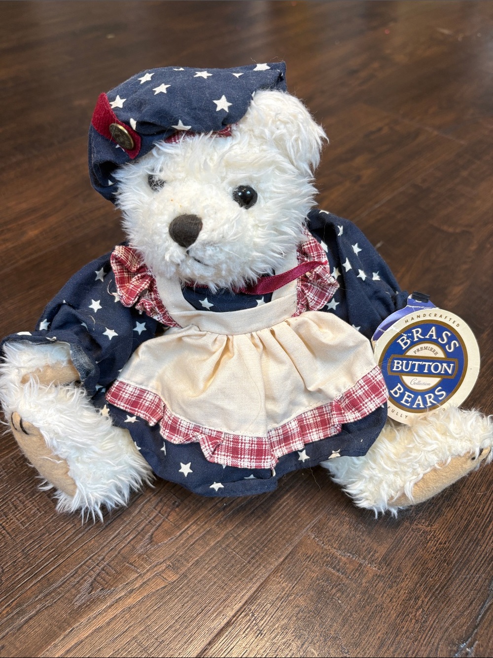Brass Button Bears Opal Premiere Collection Patriotic Plush Bear Dress Hat Tag
